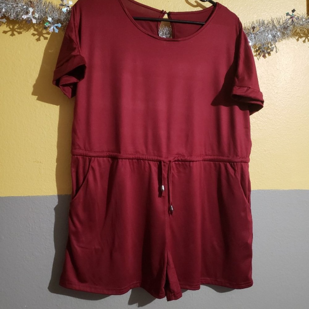 Red Wine Romper w/ Pockets